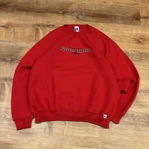 Vintage Russell Athletic Crewneck Sweatshirt Red Embroidered Mens XL Heavyweight